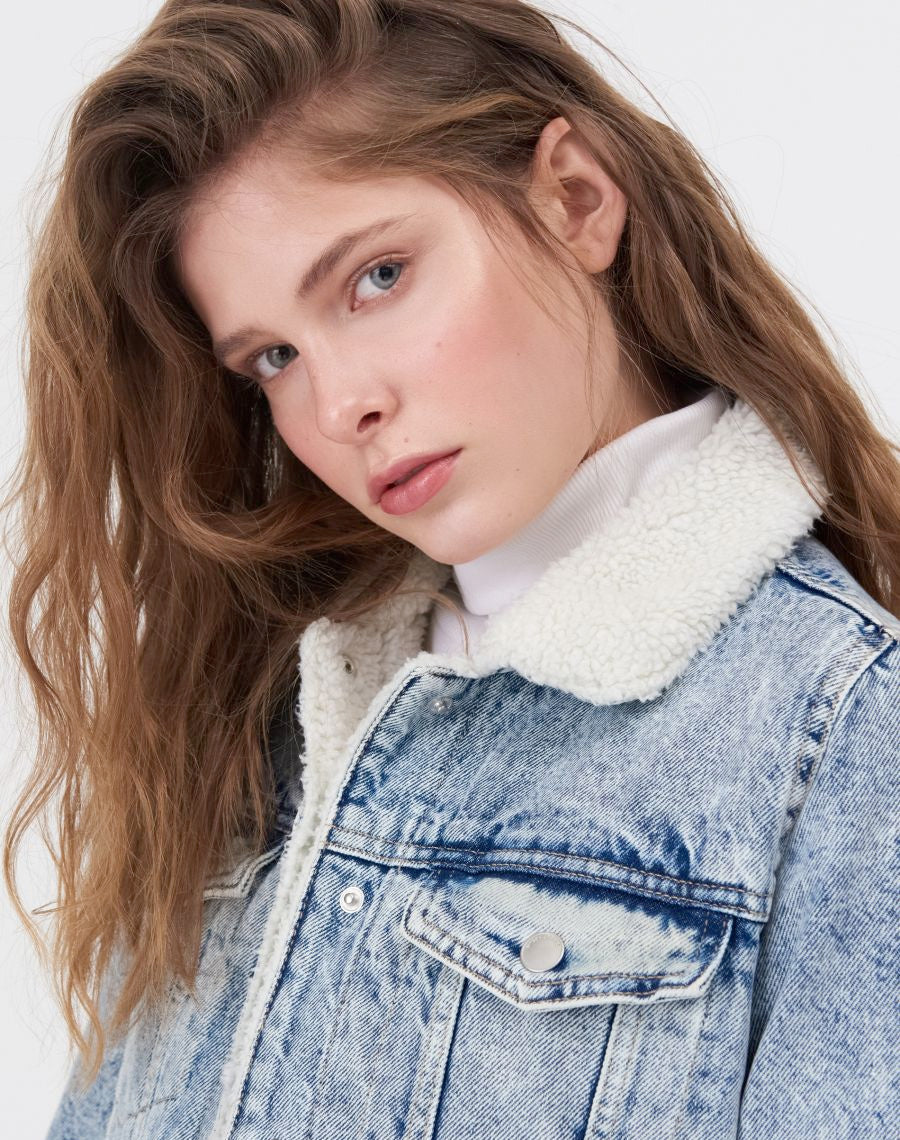 Eco Aware denim jacket with fur detailing